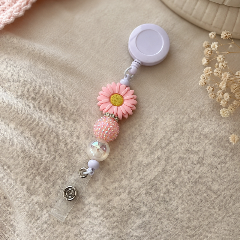 Uittrekbare Badgehouder Daisy Roze