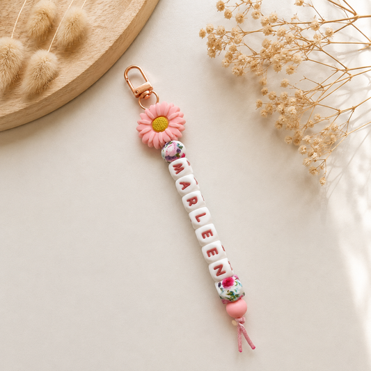 Sleutelhanger met naam ‘Pink Daisy’