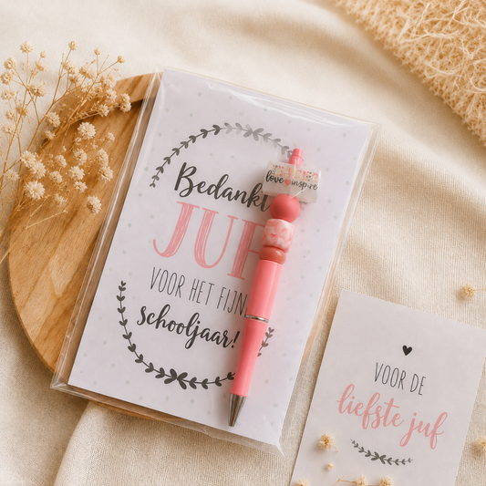 Juffencadeau | Kralenpen met bedankkaart