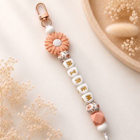 Sleutelhanger met naam ‘Peach Flower’