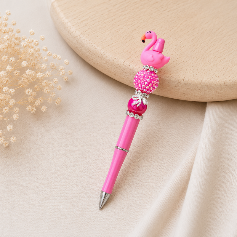 Luxe kralenpen ‘Pink Flamingo’