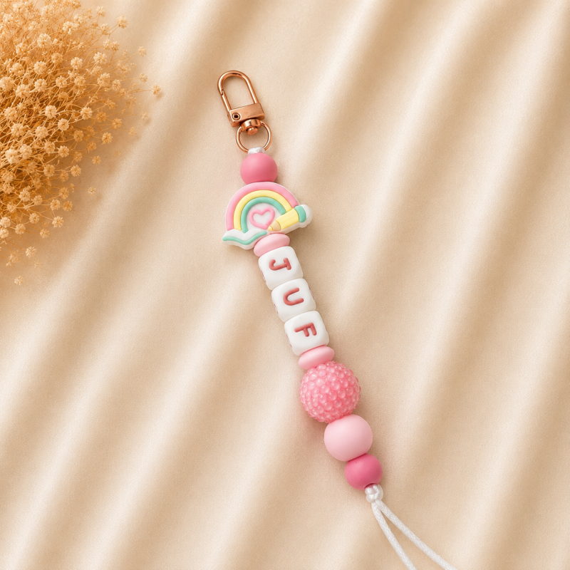 Sleutelhanger met naam ‘Rainbow Love’