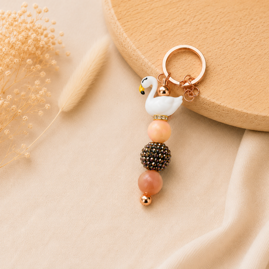 Luxe sleutelhanger met naam ‘Elegant Swan’