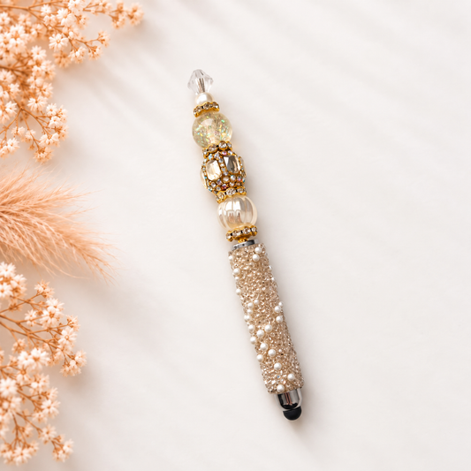 Luxe touchpen Golden Pearl in parel- en champagnetinten met goudkleurige details en touchfunctie