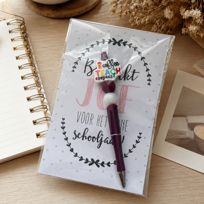 Bedankje voor de juf | Kralenpen cadeauset