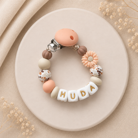 Speenkoord met naam 'Peach Daisy'