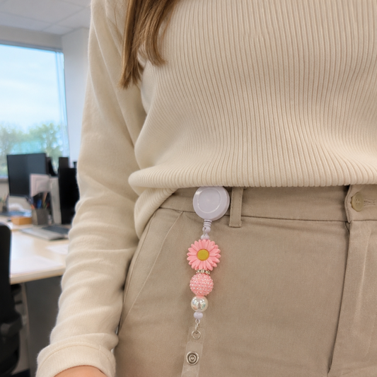 Uittrekbare Badgehouder Daisy Roze